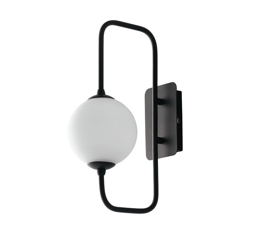 Applique in metallo nero sfere vetro opale 1XG9 non incl. NEUTRON Applique in metallo nero sfere vetro opale 1XG9 non incl. NEUTRON